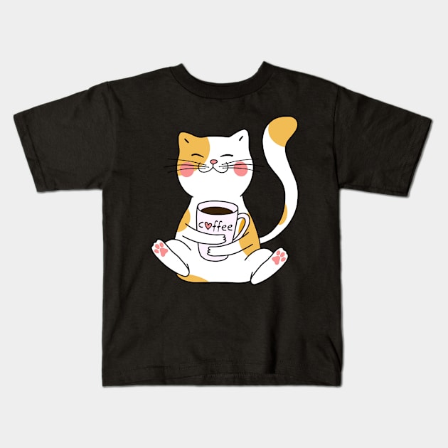 Cats and Coffee - Perfect Gift Idea for Cats and Coffee Lovers, Best for Christmas, Birthday or any Occasion, for Cat and Coffee Lover Girls, Boys, Men, Women, Wife, Husband, Grandma, Grandpa, Kids T-Shirt by Fanboy04